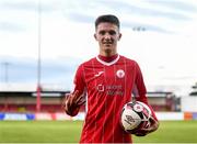 26 June 2021; Johnny Kenny of Sligo Rovers celebrates after scoring a hat-trick with the match ball following the SSE Airtricity League Premier Division match between Sligo Rovers and Bohemians at The Showgrounds in Sligo. Photo by David Fitzgerald/Sportsfile