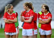 26 June 2021; Cork players, from left, Orla Finn, Róisín Phelan and Orlagh Farmer after the Lidl Ladies Football National League Division 1 Final match between Cork and Dublin at Croke Park in Dublin. Photo by Brendan Moran/Sportsfile