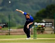 27 June 2021; Graham Hume of North West Warriors bowls during the Cricket Ireland InterProvincial Trophy 2021 match between North West Warriors and Leinster Lightning at Bready Cricket Club in Magheramason, Tyrone. Photo by Harry Murphy/Sportsfile