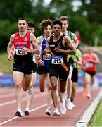 26 June 2021; Conor Bradley of City of Derry AC Spartans,left, and Efrem Gidey of Clonliffe Harriers AC, Dublin, competing in the Men's 5000m during day two of the Irish Life Health National Senior Championships at Morton Stadium in Santry, Dublin. Photo by Sam Barnes/Sportsfile