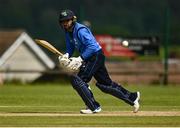 27 June 2021; Simi Singh of Leinster Lightning bats during the Cricket Ireland InterProvincial Trophy 2021 match between North West Warriors and Leinster Lightning at Bready Cricket Club in Magheramason, Tyrone. Photo by Harry Murphy/Sportsfile