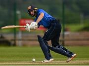 27 June 2021; Lorcan Tucker of Leinster Lightning bats during the Cricket Ireland InterProvincial Trophy 2021 match between North West Warriors and Leinster Lightning at Bready Cricket Club in Magheramason, Tyrone. Photo by Harry Murphy/Sportsfile
