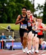 26 June 2021; Efrem Gidey of Clonliffe Harriers AC, Dublin, competing in the Men's 5000m during day two of the Irish Life Health National Senior Championships at Morton Stadium in Santry, Dublin. Photo by Sam Barnes/Sportsfile