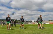 27 June 2021; Donegal players walk the pitch before the Ulster GAA Football Senior Championship Preliminary Round match between Down and Donegal at Páirc Esler in Newry, Down. Photo by Ramsey Cardy/Sportsfile