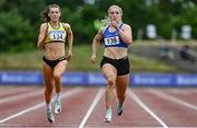 27 June 2021; Catherine Mcmanus of Dublin City Harriers AC, Dublin, competing in the Women's 200m heats during day three of the Irish Life Health National Senior Championships at Morton Stadium in Santry, Dublin. Photo by Sam Barnes/Sportsfile