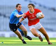 26 June 2021; Ciara O'Sullivan of Cork in action against Siobhan McGrath of Dublin during the Lidl Ladies Football National League Division 1 Final match between Cork and Dublin at Croke Park in Dublin. Photo by Brendan Moran/Sportsfile
