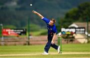 27 June 2021; Shane Getkate of North West Warriors bowls during the Cricket Ireland InterProvincial Trophy 2021 match between North West Warriors and Leinster Lightning at Bready Cricket Club in Magheramason, Tyrone. Photo by Harry Murphy/Sportsfile