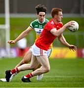 27 June 2021; Donal McKenny of Louth in action against Niall MacNamee of Offaly during the Leinster GAA Football Senior Championship Round 1 match between Louth and Offaly at Páirc Tailteann in Navan, Meath. Photo by David Fitzgerald/Sportsfile