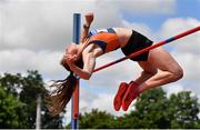 27 June 2021; Philippa Rogan of Sli Cualann AC, Wicklow, on her way to winning the Women's High Jump during day three of the Irish Life Health National Senior Championships at Morton Stadium in Santry, Dublin. Photo by Sam Barnes/Sportsfile