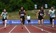 27 June 2021; Leon Reid of Menapians AC, Wexford, second from left, on his way to winning the Men's 200m, ahead of Mark Smyth of Raheny Shamrock AC, Dublin, far right, who finished second, and Marcus Lawler of Clonliffe Harriers AC, Dublin, second from right who finished third, during day three of the Irish Life Health National Senior Championships at Morton Stadium in Santry, Dublin. Photo by Sam Barnes/Sportsfile