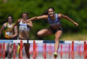 27 June 2021; Kate Doherty of Dundrum South Dublin AC, on her way to finishing second the Women's 100m Hurdles during day three of the Irish Life Health National Senior Championships at Morton Stadium in Santry, Dublin. Photo by Sam Barnes/Sportsfile