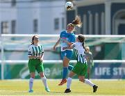 27 June 2021; Emma Barrett of Peamount United in action against Molly Crowe of Bray Wanderers during the EA SPORTS Women's National U19 League match between Bray Wanderers and Peamount United at Carlisle Grounds in Bray, Wicklow. Photo by Michael P Ryan/Sportsfile
