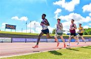 27 June 2021; Hiko Haso Tonosa of Dundrum South Dublin AC, left, leads the field on his way to winning the Men's 10000m during day three of the Irish Life Health National Senior Championships at Morton Stadium in Santry, Dublin. Photo by Sam Barnes/Sportsfile