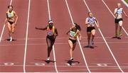 27 June 2021; Phil Healy of Bandon AC, Cork, third from left, dips for the line to win the Women's 200m, ahead of Rhasidat Adeleke of Tallaght AC, Dublin, second from left, who finished second, during day three of the Irish Life Health National Senior Championships at Morton Stadium in Santry, Dublin. Photo by Sam Barnes/Sportsfile