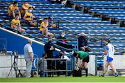 27 June 2021; Kevin Moran of Waterford leaves the pitch during a first half substitution during the Munster GAA Hurling Senior Championship Quarter-Final match between Waterford and Clare at Semple Stadium in Thurles, Tipperary. Photo by Stephen McCarthy/Sportsfile