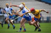 27 June 2021; Shane Bennett of Waterford in action against Paul Flanagan, right, and Colm Galvin of Clare during the Munster GAA Hurling Senior Championship Quarter-Final match between Waterford and Clare at Semple Stadium in Thurles, Tipperary. Photo by Stephen McCarthy/Sportsfile