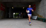 27 June 2021; Donal McElligott of Longford leads his side out ot the pitch before the Leinster GAA Football Senior Championship Round 1 match between Carlow and Longford at Bord Na Mona O’Connor Park in Tullamore, Offaly. Photo by Eóin Noonan/Sportsfile