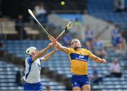 27 June 2021; Aron Shanagher of Clare in action against Shane Fives of Waterford during the Munster GAA Hurling Senior Championship Quarter-Final match between Waterford and Clare at Semple Stadium in Thurles, Tipperary. Photo by Stephen McCarthy/Sportsfile