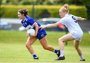 27 June 2021; Erone Fitzpatrick of Laois in action against Grainne Kenneally of Kildare during the Lidl Ladies Football National League Division 3 Final match between Kildare and Laois at Baltinglass GAA Club in Baltinglass, Wicklow. Photo by Matt Browne/Sportsfile