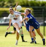 27 June 2021; Lara Curran of Kildare in action against Ellen Healy of Laois during the Lidl Ladies Football National League Division 3 Final match between Kildare and Laois at Baltinglass GAA Club in Baltinglass, Wicklow. Photo by Matt Browne/Sportsfile