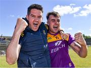 27 June 2021; Wexford manager Shane Roche celebrates with Seán Nolan after the Leinster GAA Football Senior Championship Round 1 match between Wicklow and Wexford at County Grounds in Aughrim, Wicklow. Photo by Piaras Ó Mídheach/Sportsfile