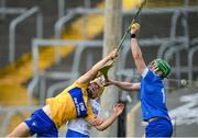 27 June 2021; Waterford goalkeeper Billy Nolan and Shane McNulty in action against Mark Rodgers of Clare during the Munster GAA Hurling Senior Championship Quarter-Final match between Waterford and Clare at Semple Stadium in Thurles, Tipperary. Photo by Stephen McCarthy/Sportsfile