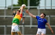 27 June 2021; Darragh Foley of Carlow in action against Andrew Farrell of Longford during the Leinster GAA Football Senior Championship Round 1 match between Carlow and Longford at Bord Na Mona O’Connor Park in Tullamore, Offaly. Photo by Eóin Noonan/Sportsfile