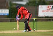27 June 2021; Seamus Lynch of Munster Reds bats during the Cricket Ireland InterProvincial Trophy 2021 match between Northern Knights and Munster Reds at Bready Cricket Club in Magheramason, Tyrone. Photo by Harry Murphy/Sportsfile
