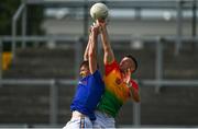 27 June 2021; Darragh Foley of Carlow in action against Andrew Farrell of Longford during the Leinster GAA Football Senior Championship Round 1 match between Carlow and Longford at Bord Na Mona O’Connor Park in Tullamore, Offaly. Photo by Eóin Noonan/Sportsfile