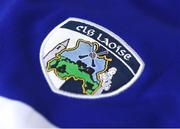 25 June 2021; Laois county crest during a Laois football squad portrait session at MW Hire O'Moore Park in Portlaoise, Laois. Photo by Matt Browne/Sportsfile