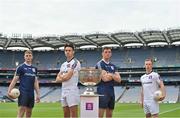 29 June 2021; Summer 2021 is officially on! In attendance during the AIB GAA All-Ireland Senior Football Championship launch at Croke Park in Dublin are, from left, Daniel Flynn, Johnstownbridge and Kildare, Paul Donaghy, Dungannon Thomas Clarkes and Tyrone, Conor Sweeney, Ballyporeen and Tipperary, Ryan O’Donoghue, Belmullet and Mayo, as AIB celebrated the return of summer football and the reignition of county rivalries nationwide ahead of some of #TheToughest games of the year. Photo by Brendan Moran/Sportsfile