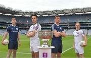 29 June 2021; Summer 2021 is officially on! In attendance during the AIB GAA All-Ireland Senior Football Championship launch at Croke Park in Dublin are, from left, Daniel Flynn, Johnstownbridge and Kildare, Paul Donaghy, Dungannon Thomas Clarkes and Tyrone, Conor Sweeney, Ballyporeen and Tipperary, Ryan O’Donoghue, Belmullet and Mayo, as AIB celebrated the return of summer football and the reignition of county rivalries nationwide ahead of some of #TheToughest games of the year. Photo by Brendan Moran/Sportsfile