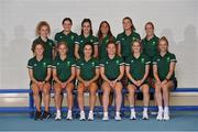 29 June 2021; The Team Ireland Hockey squad who will travel to the Tokyo Olympic Games was named this week. Here the team is pictured on the day they collected their Olympic kit, at an event which included an emotional video message from the friends and family who will be supporting them from Ireland. Team Ireland players, back from left, Michelle Carey, Liz Murphy, Hannah McLoughlin, Lena Tice, Deirdre Duke, and Sarah Hawkshaw with, front, from left, Sarah McAuley, Chloe Watkins, Anna O'Flanagan, Sarah Torrans, Nicci Daly and Hannah Matthews during a Tokyo 2020 Team Ireland Announcement for Hockey in the Sport Ireland Institute at the Sport Ireland Campus in Dublin. Photo by Brendan Moran/Sportsfile
