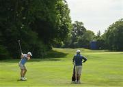 29 June 2021; Paul Dunne of Ireland plays a shot on the second hole during a practice round before the Dubai Duty Free Irish Open Golf Championship at Mount Juliet in Thomastown, Kilkenny. Photo by Ramsey Cardy/Sportsfile