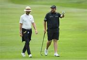 29 June 2021; Shane Lowry of Ireland, right, speaks with his coach Neil Manchip during a practice round before the Dubai Duty Free Irish Open Golf Championship at Mount Juliet in Thomastown, Kilkenny. Photo by Ramsey Cardy/Sportsfile