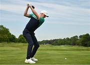 29 June 2021; Mark Power of Ireland plays a tee shot on the 5th during a practice round before the Dubai Duty Free Irish Open Golf Championship at Mount Juliet in Thomastown, Kilkenny. Photo by Ramsey Cardy/Sportsfile