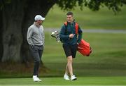 30 June 2021; Leinster and Ireland rugby captain Jonathan Sexton, right, with Rory McIlroy of Northern Ireland during the Dubai Duty Free Irish Open Golf Championship Pro-Am at Mount Juliet in Thomastown, Kilkenny. Photo by Ramsey Cardy/Sportsfile