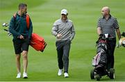 30 June 2021; Rory McIlroy of Northern Ireland with Leinster and Ireland rugby captain Jonathan Sexton, left, and former Kilkenny hurler DJ Carey during the Dubai Duty Free Irish Open Golf Championship Pro-Am at Mount Juliet in Thomastown, Kilkenny. Photo by Ramsey Cardy/Sportsfile