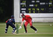 30 June 2021; Jack Carty of Munster Reds avoids being run out during the Cricket Ireland InterProvincial Cup 2021 match between Northern Knights and Munster Reds at Bready Cricket Club in Stormont in Belfast. Photo by David Fitzgerald/Sportsfile