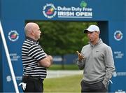30 June 2021; Rory McIlroy of Northern Ireland with former Kilkenny hurler DJ Carey before the Dubai Duty Free Irish Open Golf Championship Pro-Am at Mount Juliet in Thomastown, Kilkenny. Photo by Ramsey Cardy/Sportsfile