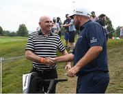 30 June 2021; Former Kilkenny hurler DJ Carey with Shane Lowry of Ireland during the Dubai Duty Free Irish Open Golf Championship Pro-Am at Mount Juliet in Thomastown, Kilkenny. Photo by Ramsey Cardy/Sportsfile