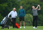 30 June 2021; Former Kilkenny hurler DJ Carey watches his shot on the 16th fairway during the Dubai Duty Free Irish Open Golf Championship Pro-Am at Mount Juliet in Thomastown, Kilkenny. Photo by Ramsey Cardy/Sportsfile