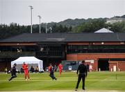 30 June 2021; Jeremy Lawlor of Northern Knights, left, and Paul Stirling making a run during the Cricket Ireland InterProvincial Cup 2021 match between Northern Knights and Munster Reds at Bready Cricket Club in Stormont in Belfast. Photo by David Fitzgerald/Sportsfile