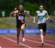 27 June 2021; Marcus Lawler of Clonliffe Harriers AC, Dublin, left, and Mark Smyth of Raheny Shamrock AC, Dublin competing in the Men's 200m during day three of the Irish Life Health National Senior Championships at Morton Stadium in Santry, Dublin. Photo by Sam Barnes/Sportsfile