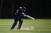 30 June 2021; Ross Adair of Northern Knights in action during the Cricket Ireland InterProvincial Cup 2021 match between Northern Knights and Munster Reds at Bready Cricket Club in Stormont in Belfast. Photo by David Fitzgerald/Sportsfile