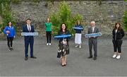 1 July 2021; Women in Sport Investment announcement. Pictured at the announcement are Minister for Tourism, Culture, Arts, Gaeltacht, Sport and Media, Catherine Martin TD, and Minister of State for Sport, the Gaeltacht & Defence, Jack Chambers TD, with from left, head coach of the Dublin Lions men’s national league team Erin Bracken, member of the IRFU 15's squad & Sport Ireland media training participant Aoife McDermott, Sport Ireland director of participation & ethics Dr Una May, Sport Ireland chief executive John Treacy and Golf ireland member Roisin Lyons. Photo by Brendan Moran/Sportsfile