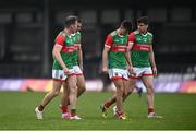 26 June 2021; Mayo players, from left, Eoghan McLaughlin, Oisín Mullin, Enda Hession and Lee Keegan in conversation during the Connacht GAA Football Senior Championship Quarter-Final match between Sligo and Mayo at Markievicz Park in Sligo. Photo by David Fitzgerald/Sportsfile