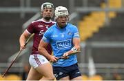 23 June 2021; Mark Sweeney of Dublin gets past Conor Flaherty of Galway during the 2020 Bord Gáis Energy Leinster Under 20 Hurling Championship Final match between Dublin and Galway at Bord na Móna O'Connor Park in Tullamore, Offaly. Photo by Piaras Ó Mídheach/Sportsfile