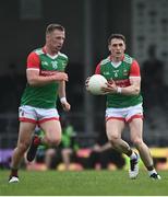 26 June 2021; Paddy Durcan, right, and Ryan O'Donoghue of Mayo during the Connacht GAA Football Senior Championship Quarter-Final match between Sligo and Mayo at Markievicz Park in Sligo. Photo by David Fitzgerald/Sportsfile