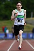 27 June 2021; Mark Smyth of Raheny Shamrock AC, Dublin, competing in the Men's 200m heats  during day three of the Irish Life Health National Senior Championships at Morton Stadium in Santry, Dublin. Photo by Sam Barnes/Sportsfile